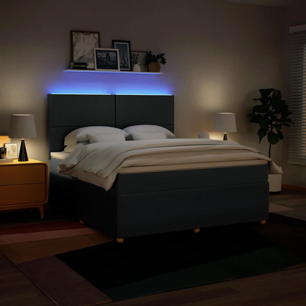 Κρεβάτι Boxspring με Στρώμα Μπλε 180x200 εκ. Υφασμάτινο - Pakobazaar