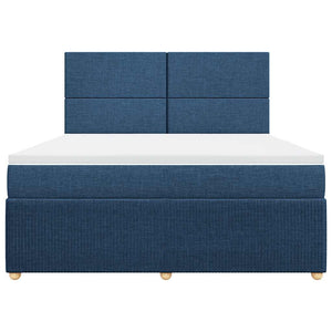 Κρεβάτι Boxspring με Στρώμα Μπλε 180x200 εκ. Υφασμάτινο - Pakobazaar
