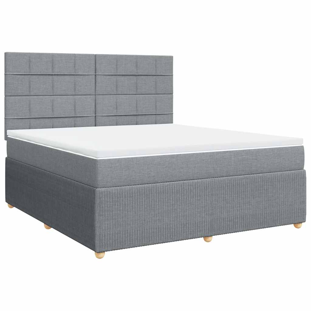 Κρεβάτι Boxspring με Στρώμα Ανοιχτό Γκρι 180x200 εκ. Υφασμάτινο - Pakobazaar