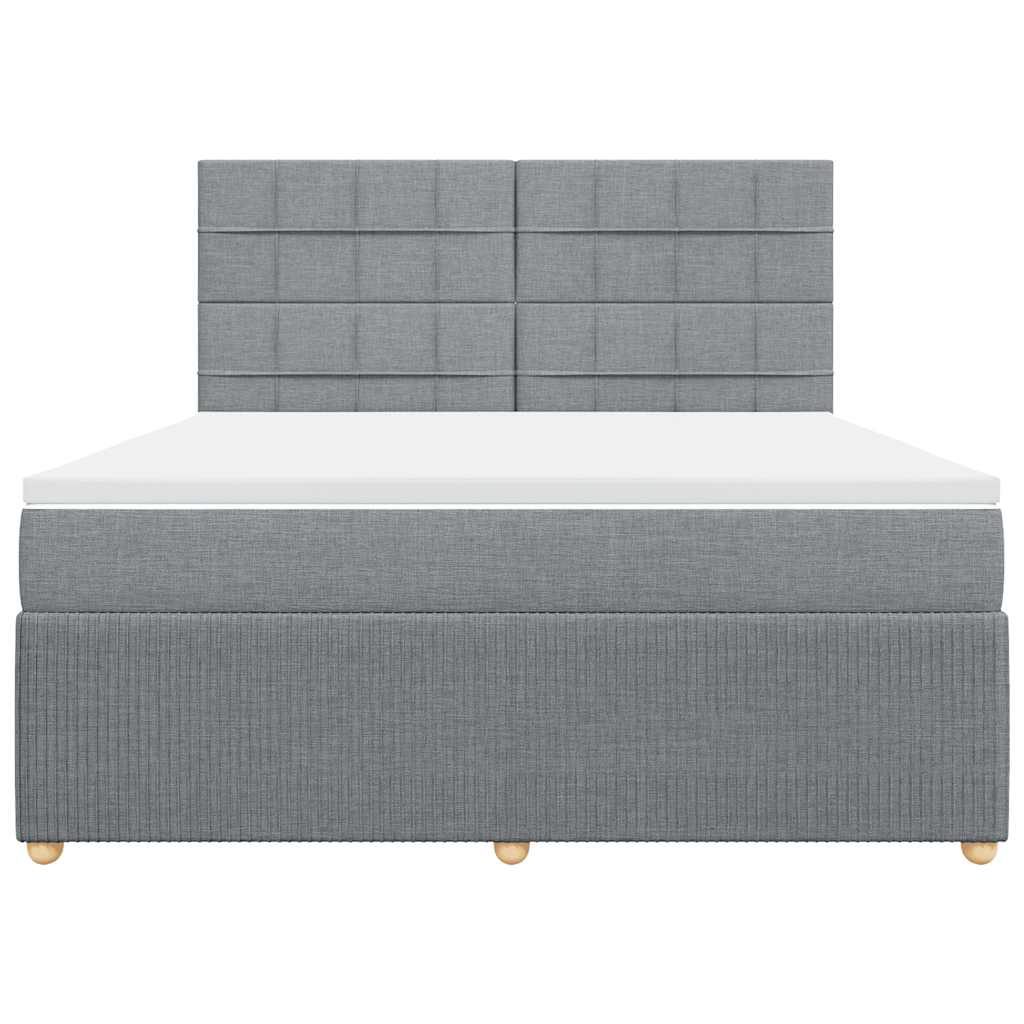 Κρεβάτι Boxspring με Στρώμα Ανοιχτό Γκρι 180x200 εκ. Υφασμάτινο - Pakobazaar