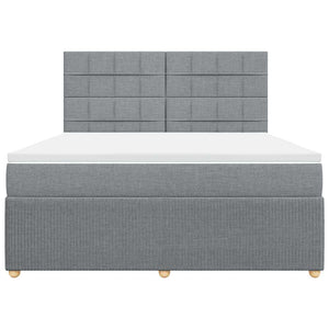 Κρεβάτι Boxspring με Στρώμα Ανοιχτό Γκρι 180x200 εκ. Υφασμάτινο - Pakobazaar