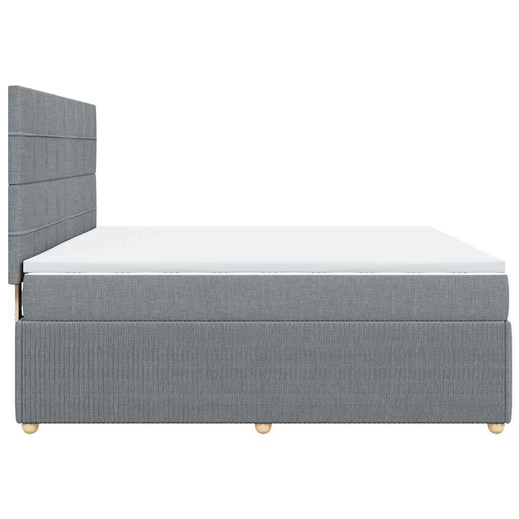 Κρεβάτι Boxspring με Στρώμα Ανοιχτό Γκρι 180x200 εκ. Υφασμάτινο - Pakobazaar