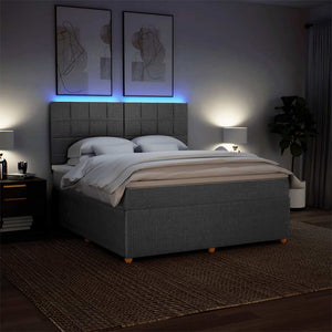 Κρεβάτι Boxspring με Στρώμα Σκούρο Γκρι 180x200 εκ Υφασμάτιν - Pakobazaar