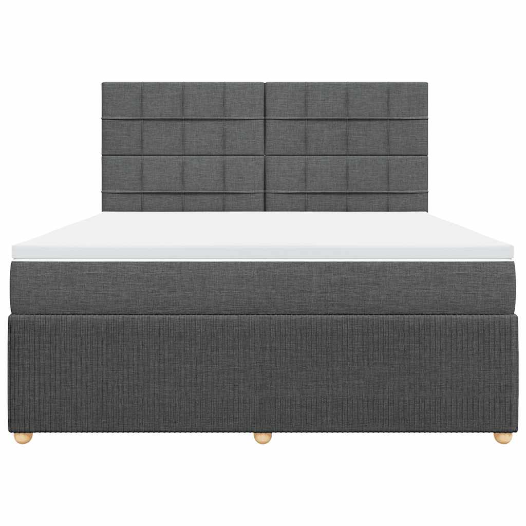 Κρεβάτι Boxspring με Στρώμα Σκούρο Γκρι 180x200 εκ Υφασμάτιν - Pakobazaar