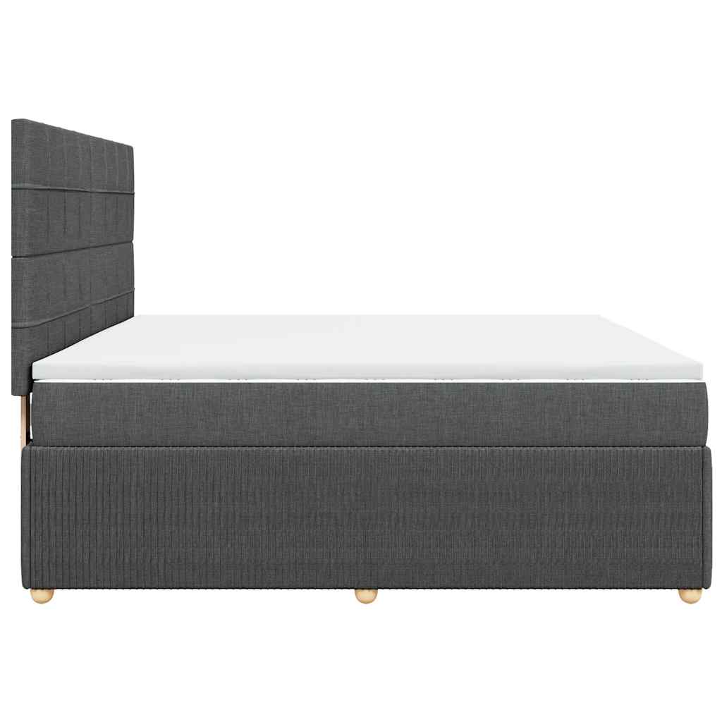 Κρεβάτι Boxspring με Στρώμα Σκούρο Γκρι 180x200 εκ Υφασμάτιν - Pakobazaar