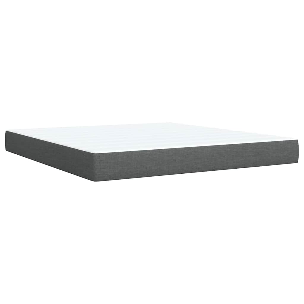 Κρεβάτι Boxspring με Στρώμα Σκούρο Γκρι 180x200 εκ Υφασμάτιν - Pakobazaar