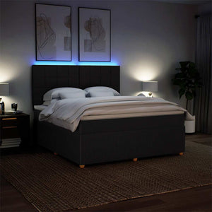 Κρεβάτι Boxspring με Στρώμα Μαύρο 180x200 εκ. Υφασμάτινο - Pakobazaar