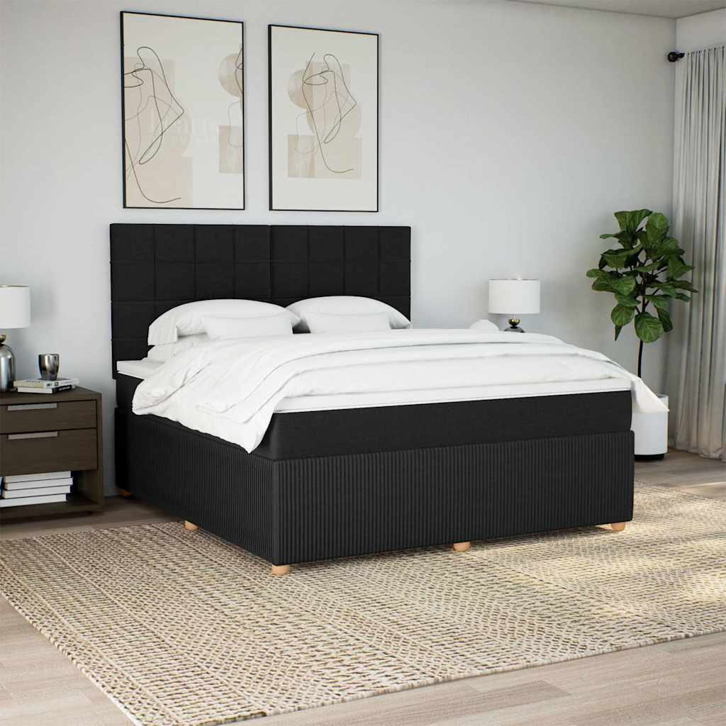 Κρεβάτι Boxspring με Στρώμα Μαύρο 180x200 εκ. Υφασμάτινο - Pakobazaar