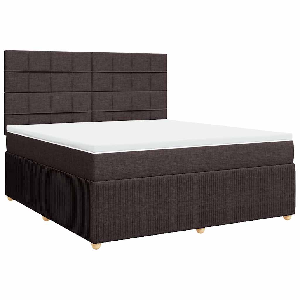 Κρεβάτι Boxspring με Στρώμα Σκούρο Καφέ 180x200 εκ Υφασμάτινο - Pakobazaar