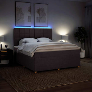 Κρεβάτι Boxspring με Στρώμα Σκούρο Καφέ 180x200 εκ Υφασμάτινο