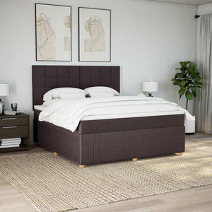 Κρεβάτι Boxspring με Στρώμα Σκούρο Καφέ 180x200 εκ Υφασμάτινο