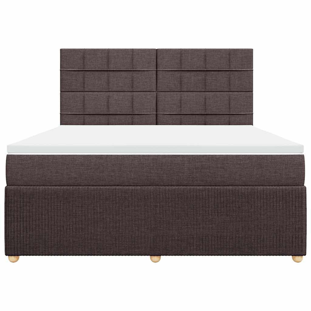 Κρεβάτι Boxspring με Στρώμα Σκούρο Καφέ 180x200 εκ Υφασμάτινο - Pakobazaar