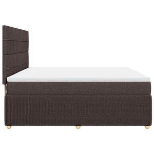 Κρεβάτι Boxspring με Στρώμα Σκούρο Καφέ 180x200 εκ Υφασμάτινο