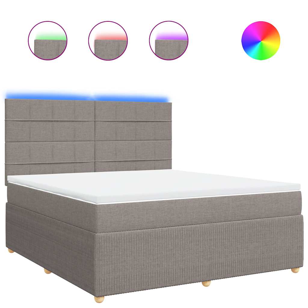 Κρεβάτι Boxspring με Στρώμα Taupe 180x200 εκ. Υφασμάτινο - Pakobazaar
