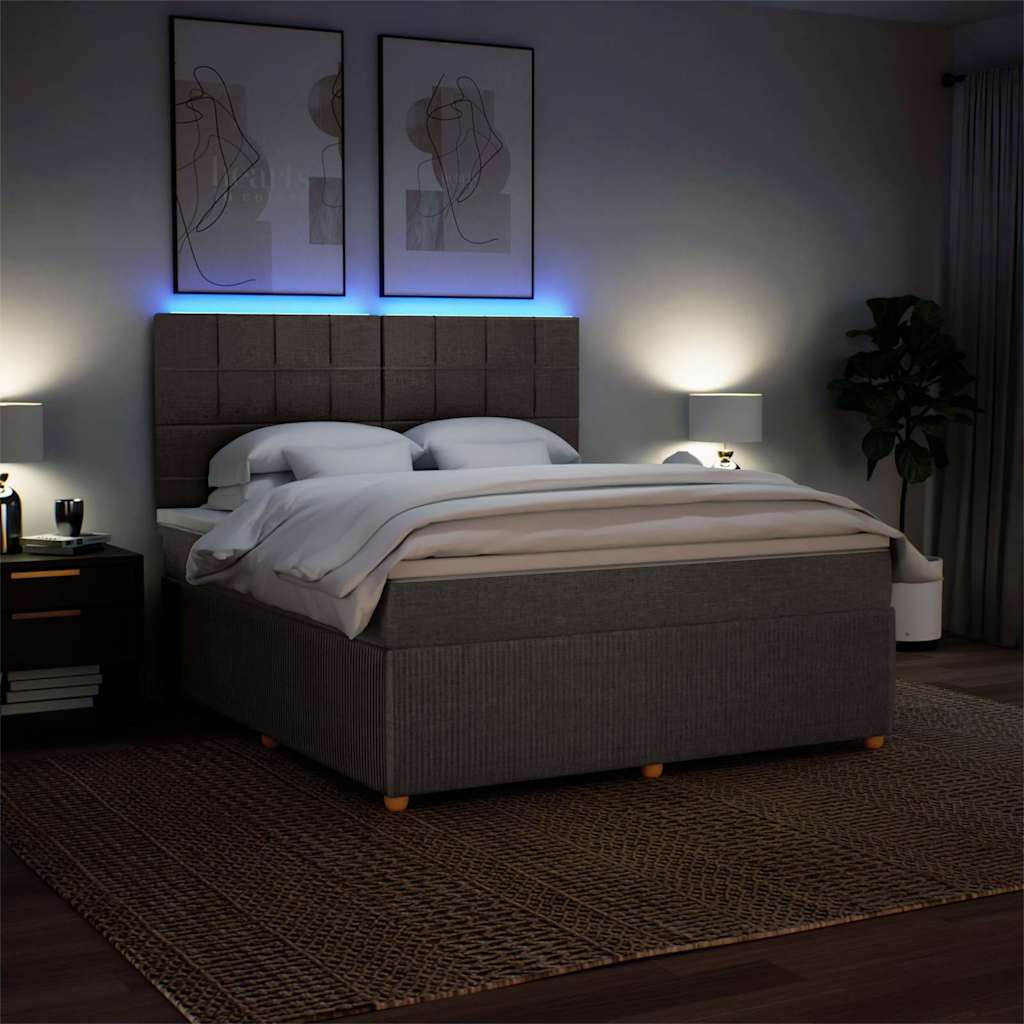 Κρεβάτι Boxspring με Στρώμα Taupe 180x200 εκ. Υφασμάτινο - Pakobazaar
