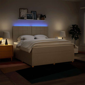 Κρεβάτι Boxspring με Στρώμα Κρεμ 180x200 εκ. Υφασμάτινο