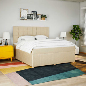 Κρεβάτι Boxspring με Στρώμα Κρεμ 180x200 εκ. Υφασμάτινο