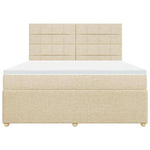 Κρεβάτι Boxspring με Στρώμα Κρεμ 180x200 εκ. Υφασμάτινο