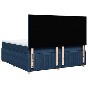 Κρεβάτι Boxspring με Στρώμα Μπλε 180x200 εκ. Υφασμάτινο - Pakobazaar