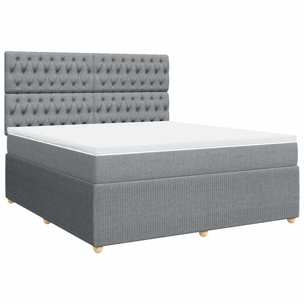 Κρεβάτι Boxspring με Στρώμα Ανοιχτό Γκρι 180x200 εκ. Υφασμάτινο - Pakobazaar