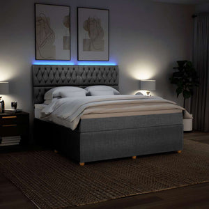 Κρεβάτι Boxspring με Στρώμα Ανοιχτό Γκρι 180x200 εκ. Υφασμάτινο - Pakobazaar