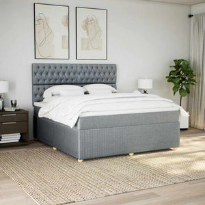 Κρεβάτι Boxspring με Στρώμα Ανοιχτό Γκρι 180x200 εκ. Υφασμάτινο - Pakobazaar