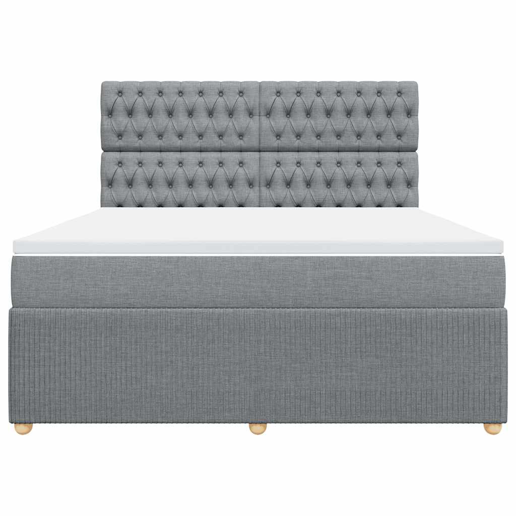 Κρεβάτι Boxspring με Στρώμα Ανοιχτό Γκρι 180x200 εκ. Υφασμάτινο - Pakobazaar