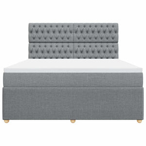 Κρεβάτι Boxspring με Στρώμα Ανοιχτό Γκρι 180x200 εκ. Υφασμάτινο - Pakobazaar