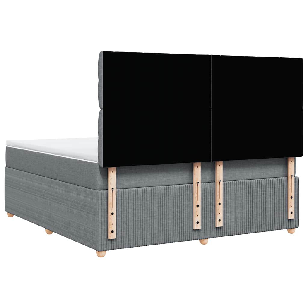 Κρεβάτι Boxspring με Στρώμα Ανοιχτό Γκρι 180x200 εκ. Υφασμάτινο - Pakobazaar