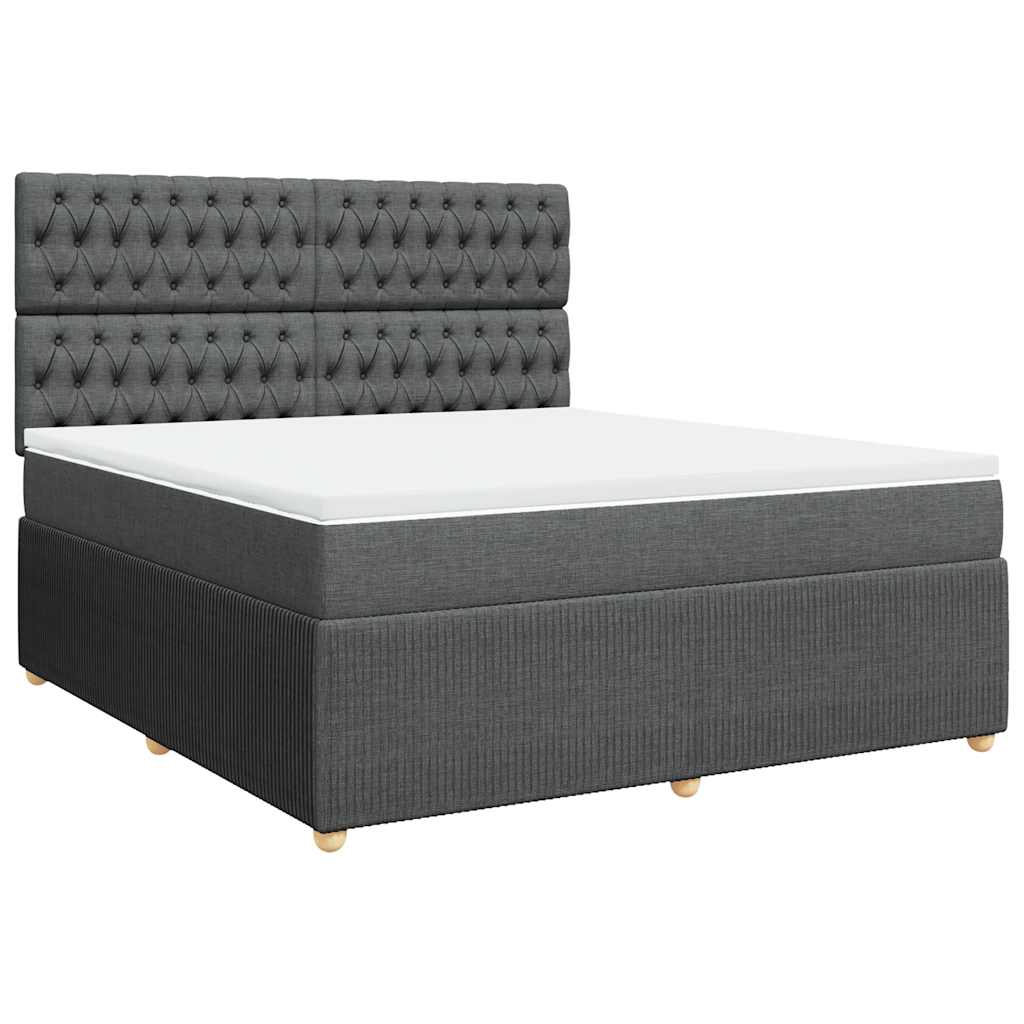 Κρεβάτι Boxspring με Στρώμα Σκούρο Γκρι 180x200 εκ Υφασμάτιν - Pakobazaar
