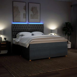 Κρεβάτι Boxspring με Στρώμα Σκούρο Γκρι 180x200 εκ Υφασμάτιν - Pakobazaar