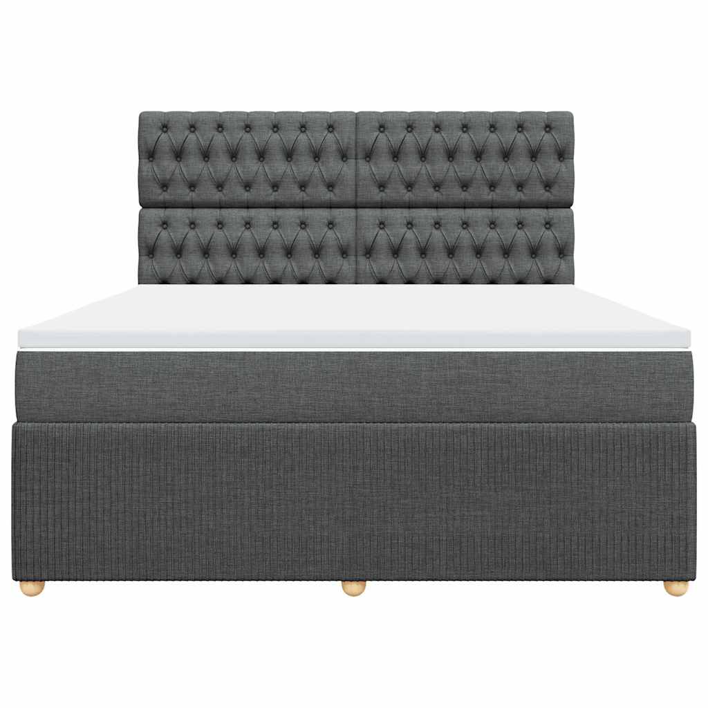 Κρεβάτι Boxspring με Στρώμα Σκούρο Γκρι 180x200 εκ Υφασμάτιν - Pakobazaar