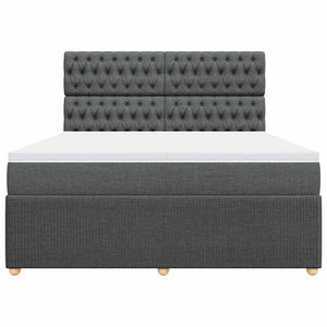 Κρεβάτι Boxspring με Στρώμα Σκούρο Γκρι 180x200 εκ Υφασμάτιν - Pakobazaar