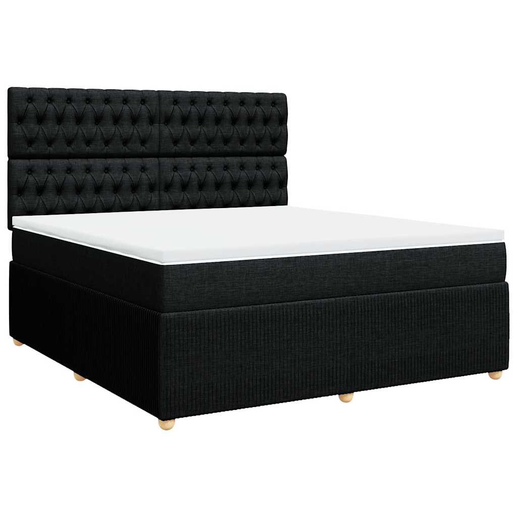 Κρεβάτι Boxspring με Στρώμα Μαύρο 180x200 εκ. Υφασμάτινο - Pakobazaar