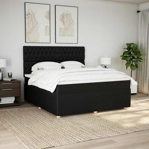 Κρεβάτι Boxspring με Στρώμα Μαύρο 180x200 εκ. Υφασμάτινο - Pakobazaar