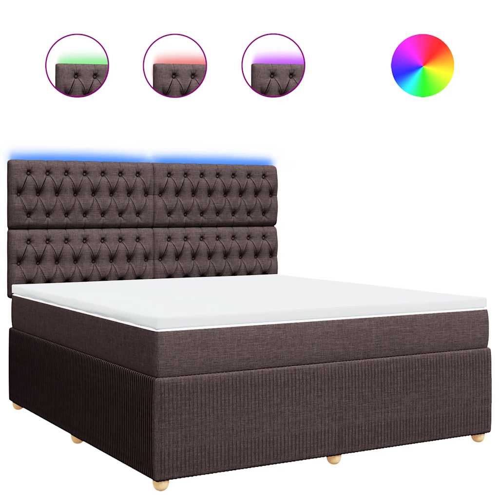 Κρεβάτι Boxspring με Στρώμα Σκούρο Καφέ 180x200 εκ Υφασμάτινο - Pakobazaar