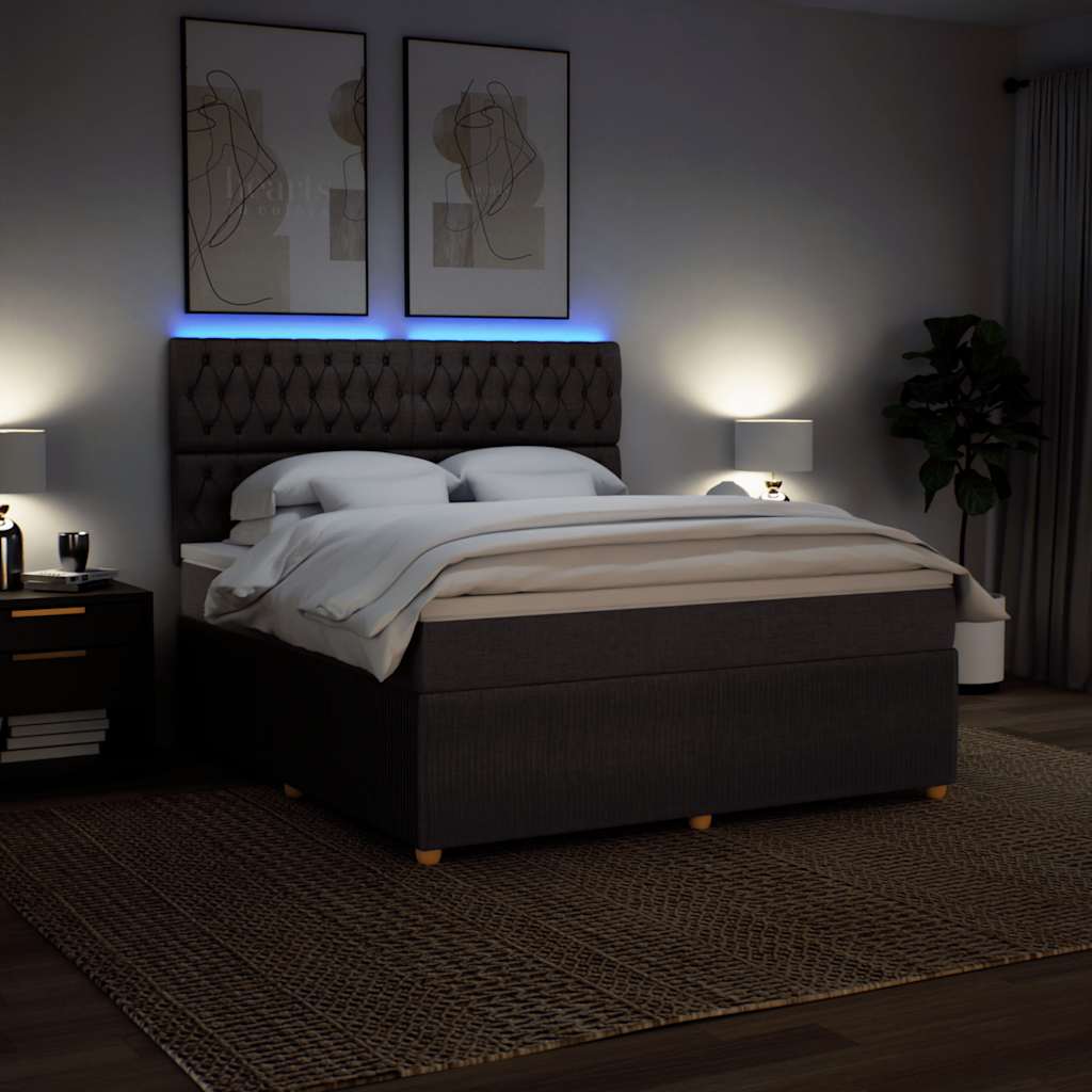 Κρεβάτι Boxspring με Στρώμα Σκούρο Καφέ 180x200 εκ Υφασμάτινο - Pakobazaar