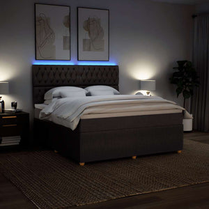 Κρεβάτι Boxspring με Στρώμα Σκούρο Καφέ 180x200 εκ Υφασμάτινο - Pakobazaar