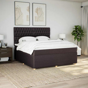 Κρεβάτι Boxspring με Στρώμα Σκούρο Καφέ 180x200 εκ Υφασμάτινο - Pakobazaar