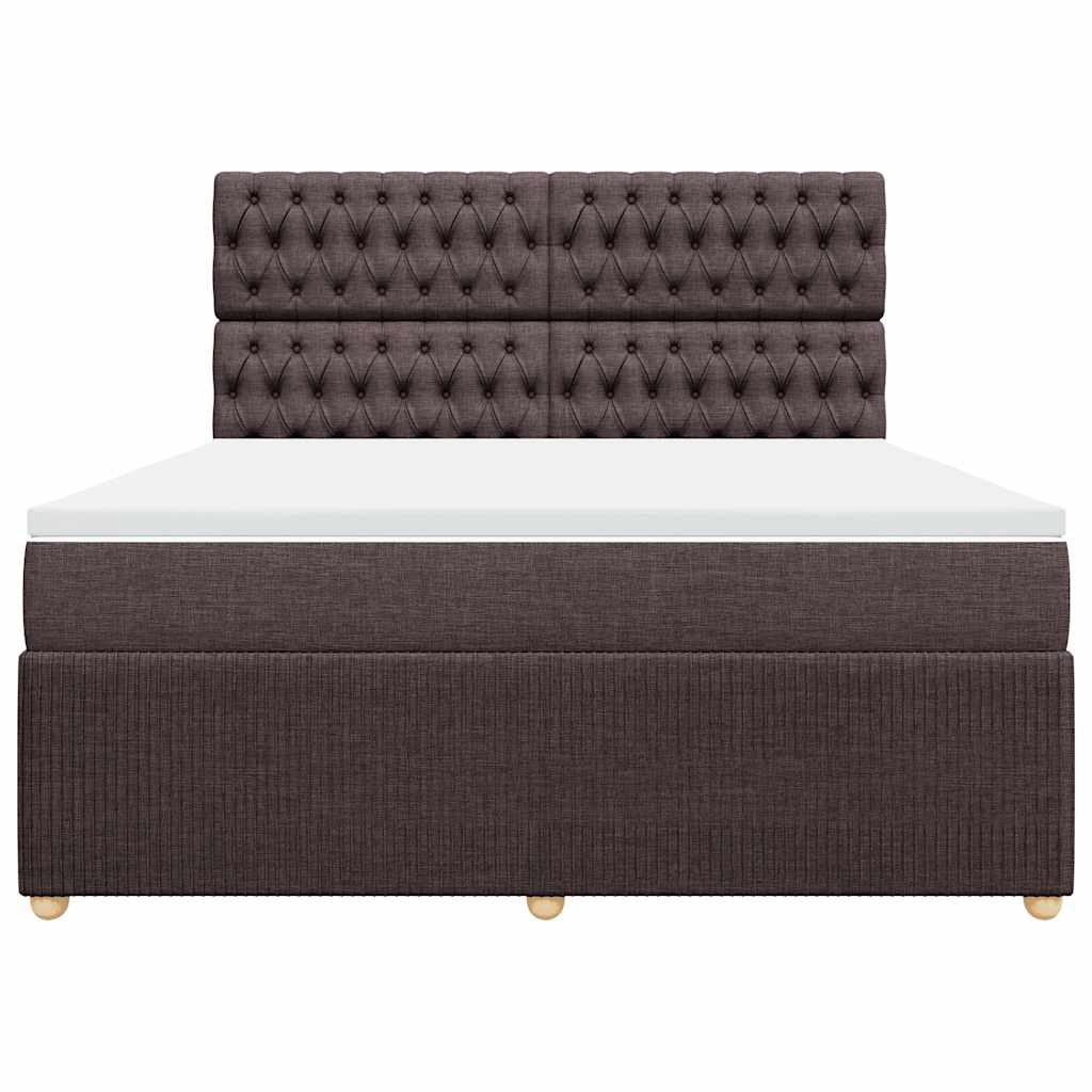 Κρεβάτι Boxspring με Στρώμα Σκούρο Καφέ 180x200 εκ Υφασμάτινο - Pakobazaar