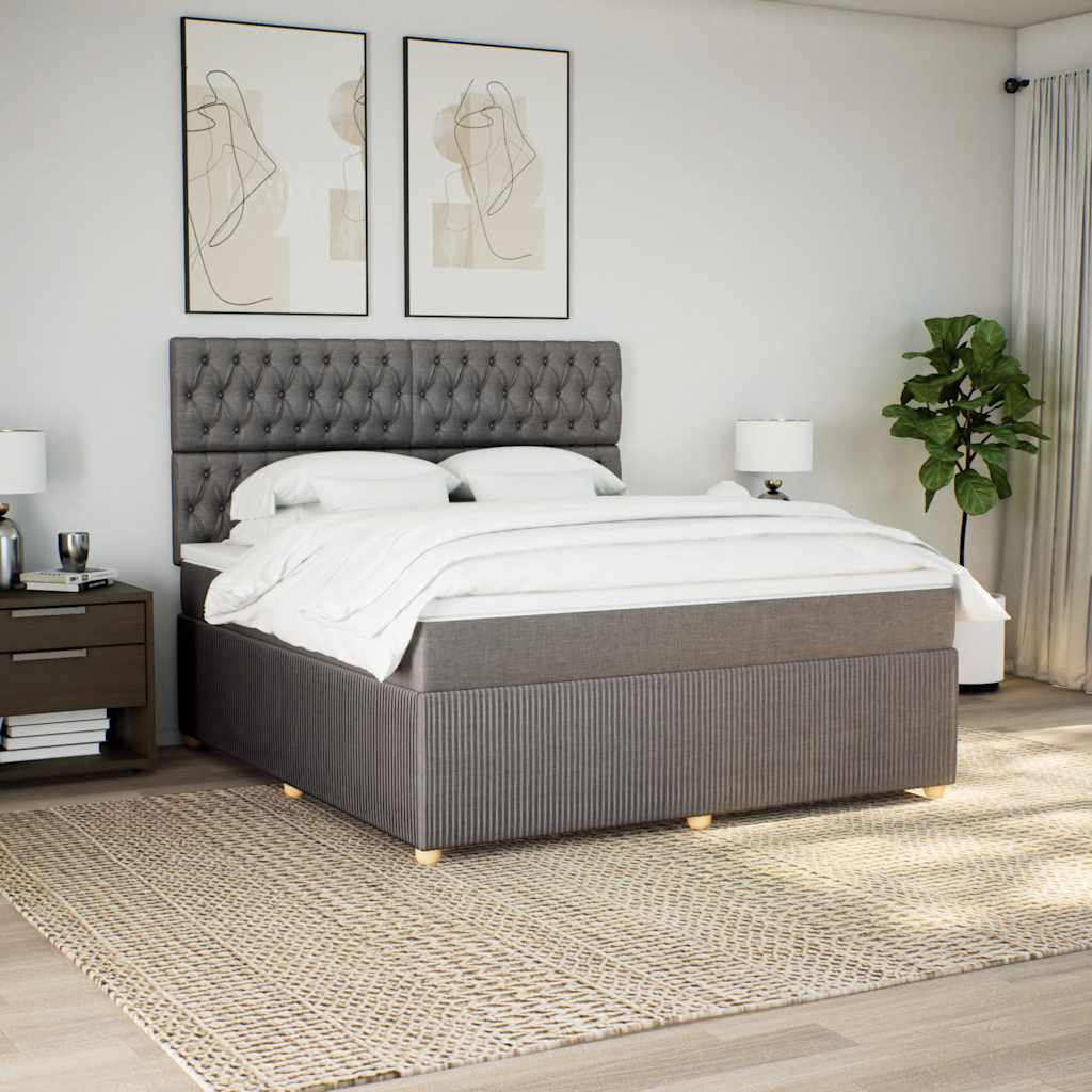 Κρεβάτι Boxspring με Στρώμα Taupe 180x200 εκ. Υφασμάτινο - Pakobazaar