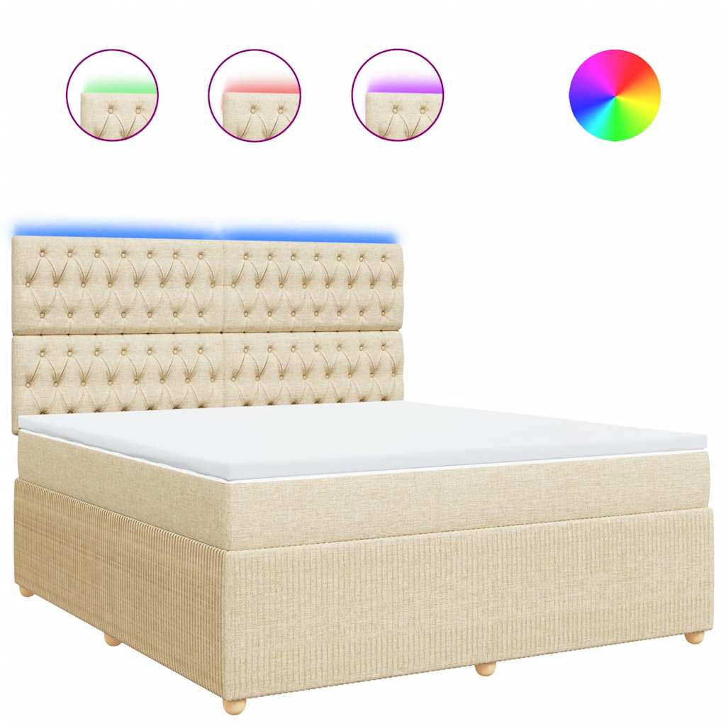 Κρεβάτι Boxspring με Στρώμα Κρεμ 180x200 εκ. Υφασμάτινο - Pakobazaar