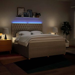 Κρεβάτι Boxspring με Στρώμα Κρεμ 180x200 εκ. Υφασμάτινο - Pakobazaar