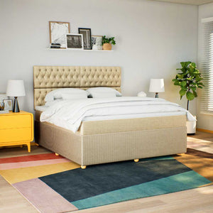 Κρεβάτι Boxspring με Στρώμα Κρεμ 180x200 εκ. Υφασμάτινο - Pakobazaar