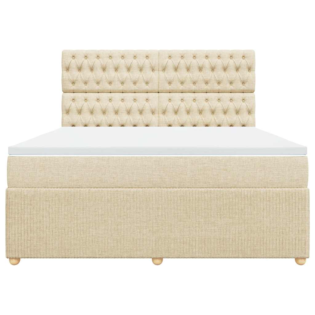 Κρεβάτι Boxspring με Στρώμα Κρεμ 180x200 εκ. Υφασμάτινο - Pakobazaar