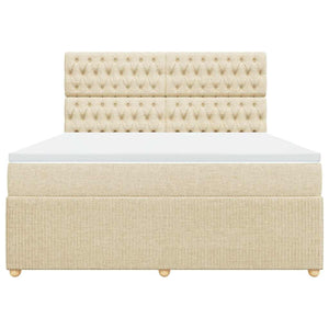 Κρεβάτι Boxspring με Στρώμα Κρεμ 180x200 εκ. Υφασμάτινο - Pakobazaar