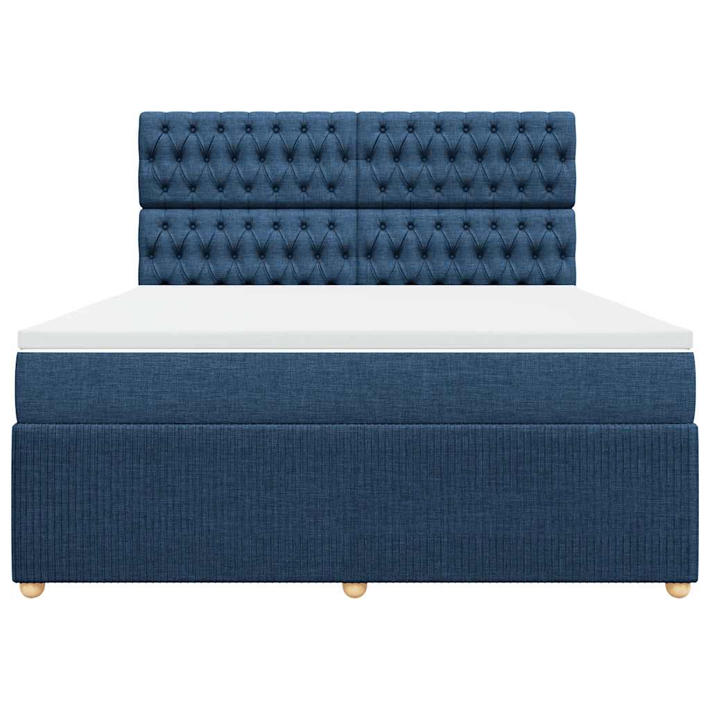 Κρεβάτι Boxspring με Στρώμα Μπλε 180x200 εκ. Υφασμάτινο - Pakobazaar