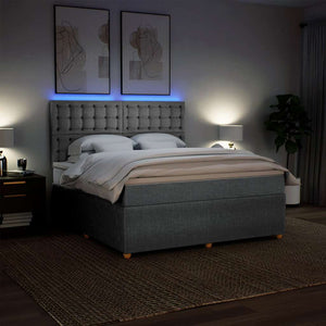 Κρεβάτι Boxspring με Στρώμα Ανοιχτό Γκρι 180x200 εκ. Υφασμάτινο - Pakobazaar