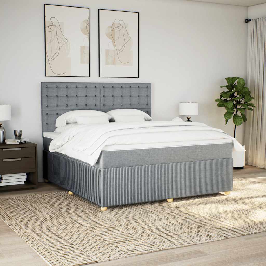 Κρεβάτι Boxspring με Στρώμα Ανοιχτό Γκρι 180x200 εκ. Υφασμάτινο - Pakobazaar