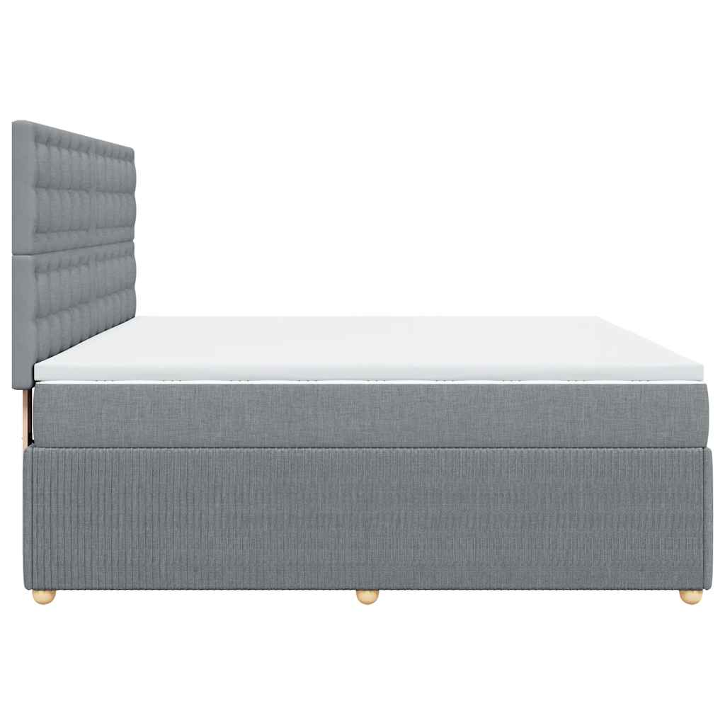 Κρεβάτι Boxspring με Στρώμα Ανοιχτό Γκρι 180x200 εκ. Υφασμάτινο - Pakobazaar
